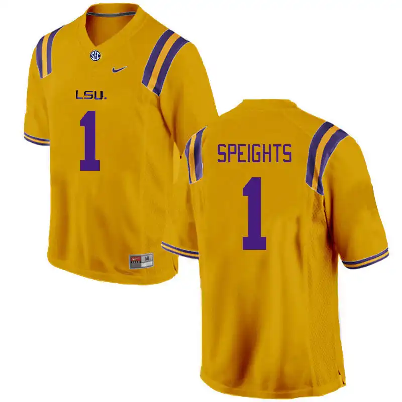 Men's LSU Tigers Omar Speights #1 Gold NCAA Football Jersey